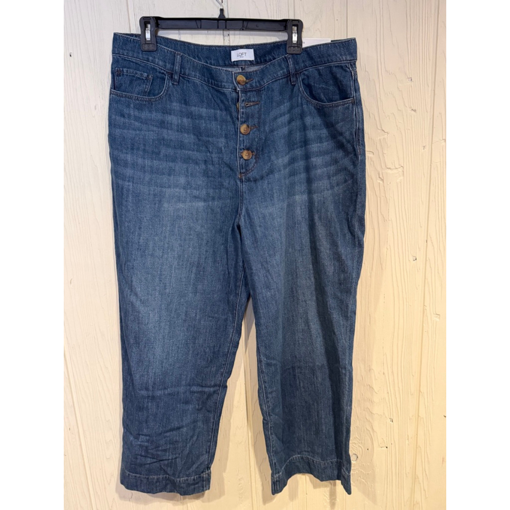 LOFT Blue Wide Leg High Rise Jeans Size 16 New With Tags